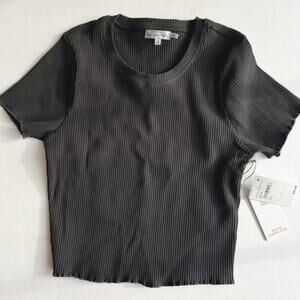 GOOD AMERICAN Chunky Rib Baby Crop Tee Short Sleeve